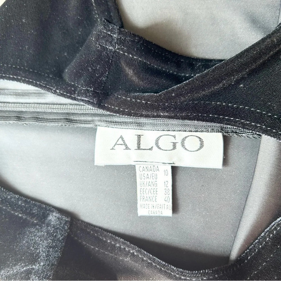 Vintage Algo Velvet Chiffon Mixed Media Sleeveless Midi Dress Made in Canada - Picture 9 of 15